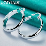 925 Silver Round Smooth Ring Earrings for Women