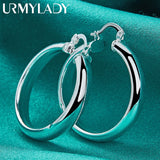 925 Silver Round Smooth Ring Earrings for Women