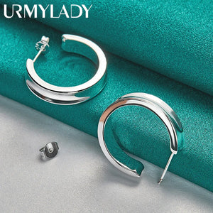 925 Silver Round Stud Earrings Women Wedding Party Jewelry