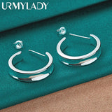925 Silver Round Stud Earrings Women Wedding Party Jewelry