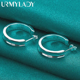 925 Silver Round Stud Earrings Women Wedding Party Jewelry