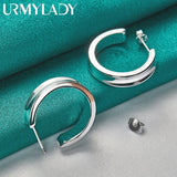 925 Silver Round Stud Earrings Women Wedding Party Jewelry