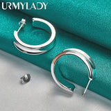 925 Silver Round Stud Earrings Women Wedding Party Jewelry