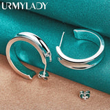 925 Silver Round Stud Earrings Women Wedding Party Jewelry