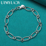 925 Silver Chain Bracelet Women Men Wedding Party Jewelry