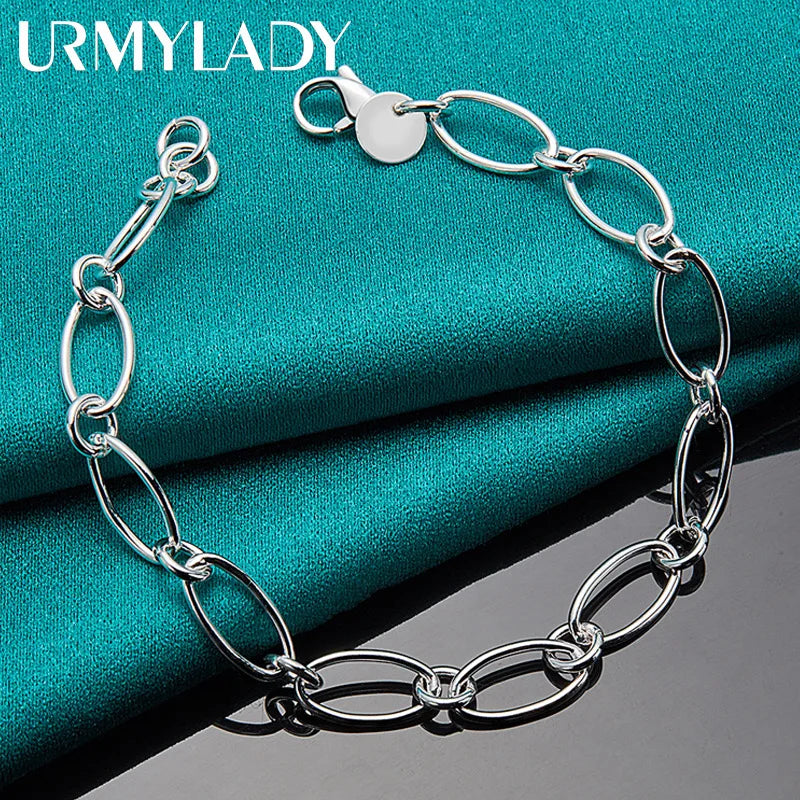 925 Silver Chain Bracelet Women Men Wedding Party Jewelry
