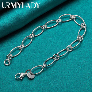 925 Silver Chain Bracelet Women Men Wedding Party Jewelry
