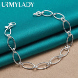 925 Silver Chain Bracelet Women Men Wedding Party Jewelry