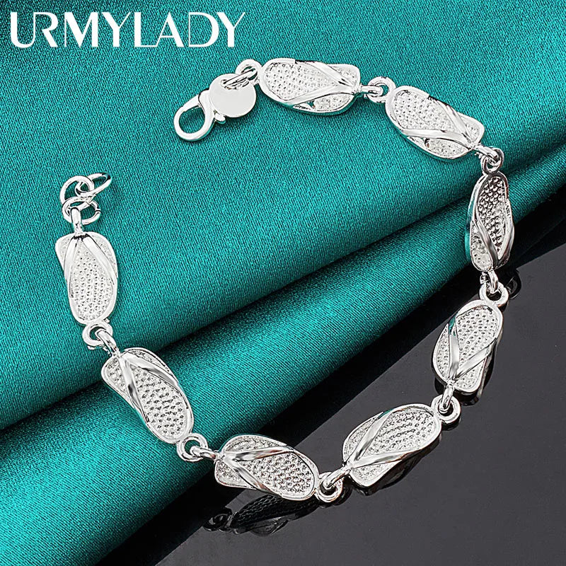 925 Silver Slipper Chain Bracelet Women Wedding Party Gift Jewelry