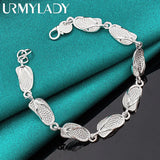 925 Silver Slipper Chain Bracelet Women Wedding Party Gift Jewelry