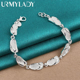 925 Silver Slipper Chain Bracelet Women Wedding Party Gift Jewelry