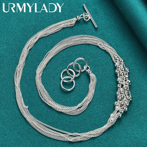 925 Silver Smooth Bead Ball Grapes Necklace 18" Chain