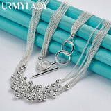 925 Silver Smooth Bead Ball Grapes Necklace 18" Chain