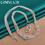 925 Silver Smooth Bead Ball Grapes Necklace 18" Chain