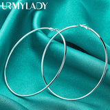 925 Silver Smooth Earrings Women Wedding Party Jewelry