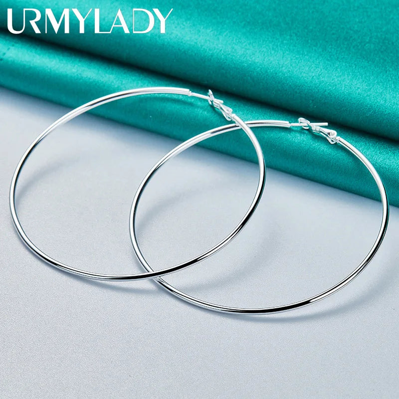 925 Silver Smooth Earrings Women Wedding Party Jewelry