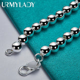 925 Silver Smooth Beaded Chain Bracelet Women Wedding Jewelry