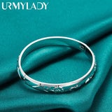 925 Sterling Silver Carved Bangles Bracelet for Women