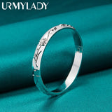 925 Sterling Silver Carved Bangles Bracelet for Women