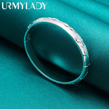 925 Sterling Silver Carved Bangles Bracelet for Women