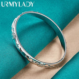 925 Sterling Silver Carved Bangles Bracelet for Women