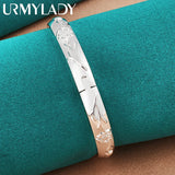 925 Sterling Silver Carved Bangles Bracelet for Women