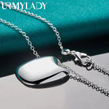 925 Silver Flat Pendant Necklace Women Wedding Jewelry