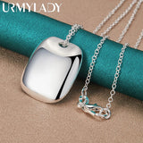 925 Silver Flat Pendant Necklace Women Wedding Jewelry