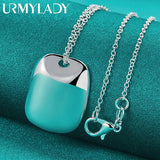 925 Silver Flat Pendant Necklace Women Wedding Jewelry