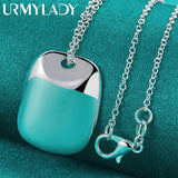 925 Silver Flat Pendant Necklace Women Wedding Jewelry