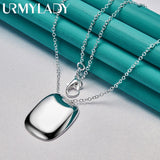 925 Silver Flat Pendant Necklace Women Wedding Jewelry