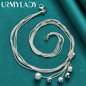 925 Silver Smooth Beads Snake Chain 18In Necklace Wedding Party Jewelry