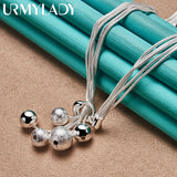 925 Silver Smooth Beads Snake Chain 18In Necklace Wedding Party Jewelry