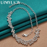 925 Silver Grape Beads Necklace Wedding Party Gift Jewelry
