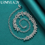 925 Silver Grape Beads Necklace Wedding Party Gift Jewelry