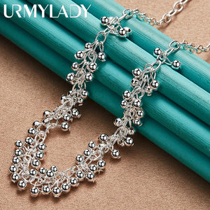 925 Silver Grape Beads Necklace Wedding Party Gift Jewelry