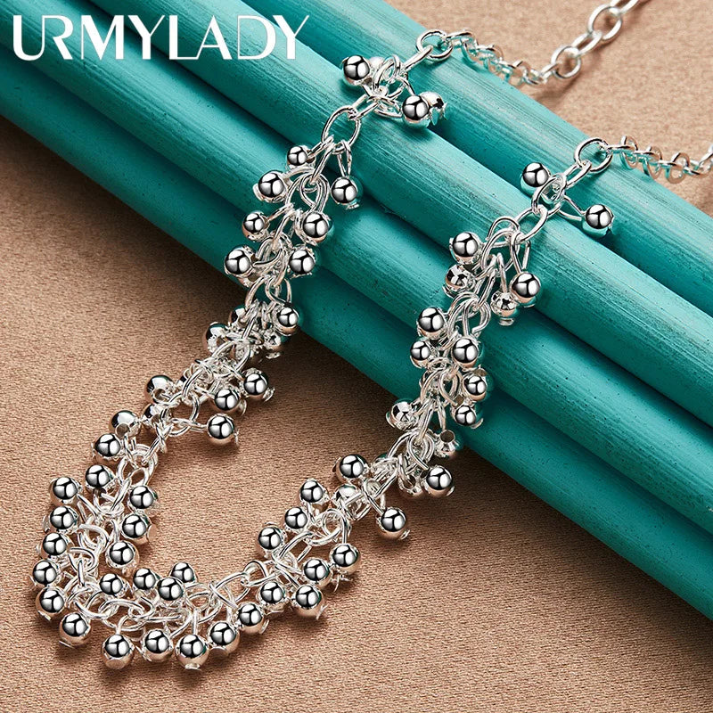 925 Silver Grape Beads Necklace Wedding Party Gift Jewelry