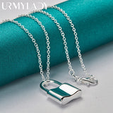 925 Silver Lock Pendant Necklace 16-30" Women Gift