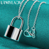 925 Silver Lock Pendant Necklace 16-30" Women Gift
