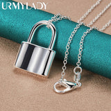 925 Silver Lock Pendant Necklace 16-30" Women Gift