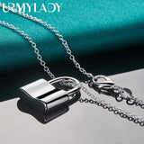 925 Silver Lock Pendant Necklace 16-30" Women Gift