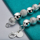 925 Silver Bead Chain Bracelet Necklace Set for Women