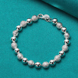 925 Silver Bead Chain Bracelet Necklace Set for Women