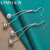925 Sterling Silver Matte Bead Earrings Women Wedding Party Jewelry