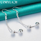 925 Sterling Silver Matte Bead Earrings Women Wedding Party Jewelry