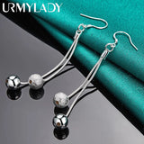 925 Sterling Silver Matte Bead Earrings Women Wedding Party Jewelry