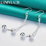 925 Sterling Silver Matte Bead Earrings Women Wedding Party Jewelry