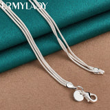 925 Sterling Silver Smooth Matte Beads 18 Inch Snake Chain Pendant Necklace