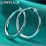 925 Silver Smooth Moon Earrings Women Wedding Party Fine Jewelry