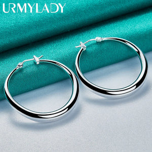 925 Silver Smooth Moon Earrings Women Wedding Party Fine Jewelry